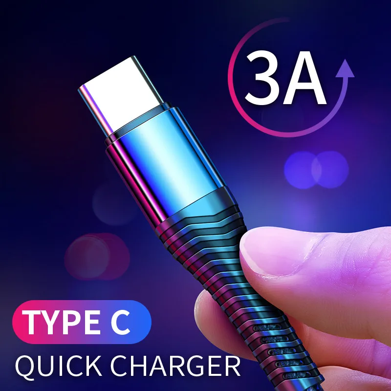 USB кабель 3 А Тип C для быстрой зарядки QC 0 Android шнур передачи данных Samsung Xiaomi