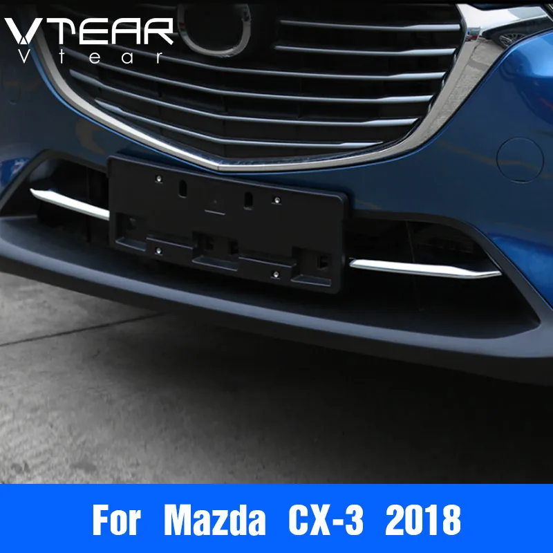 Vtear для Mazda CX-3 CX3 аксессуары для автомобиля Передняя решетка гриль Нижняя крышка Накладка внешняя ABS хром матовая