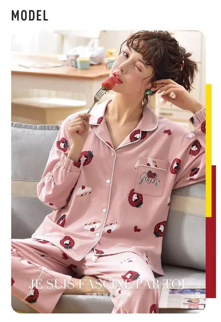 Женская одежда для сна Осень-зима Корейская версия новый тонкий 100% хлопок