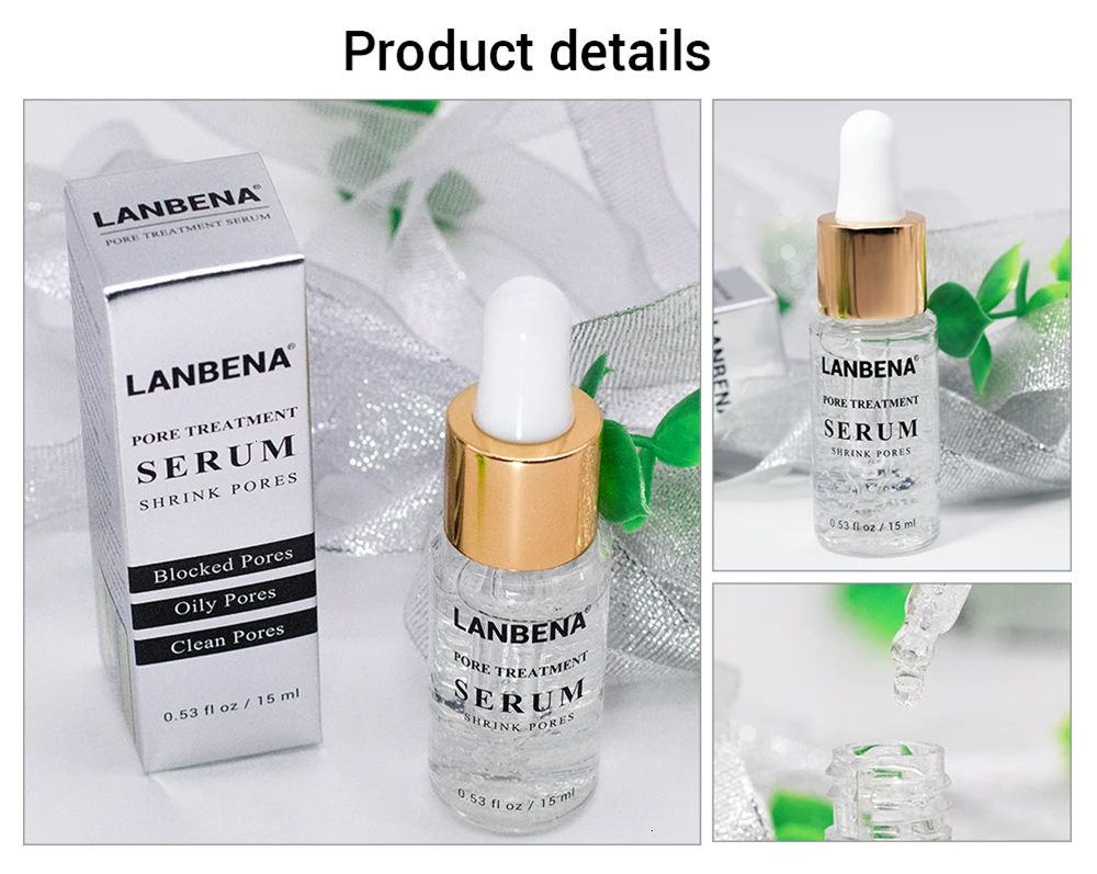 LANBENA Shrink Pore Treatment Serum Facial Oily Control Essence Relieve Dryness Firming Moisturizing Repairing Skin Care 15ml