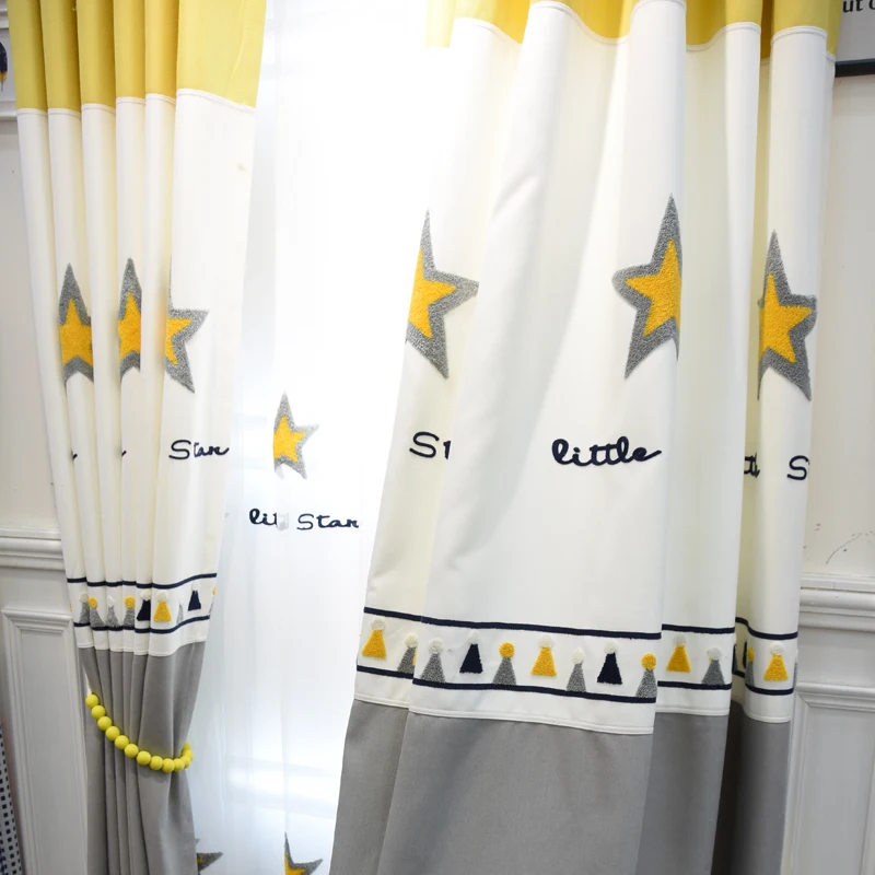 Занавес с изображением желтых звезд для мальчиков детская комната спальня