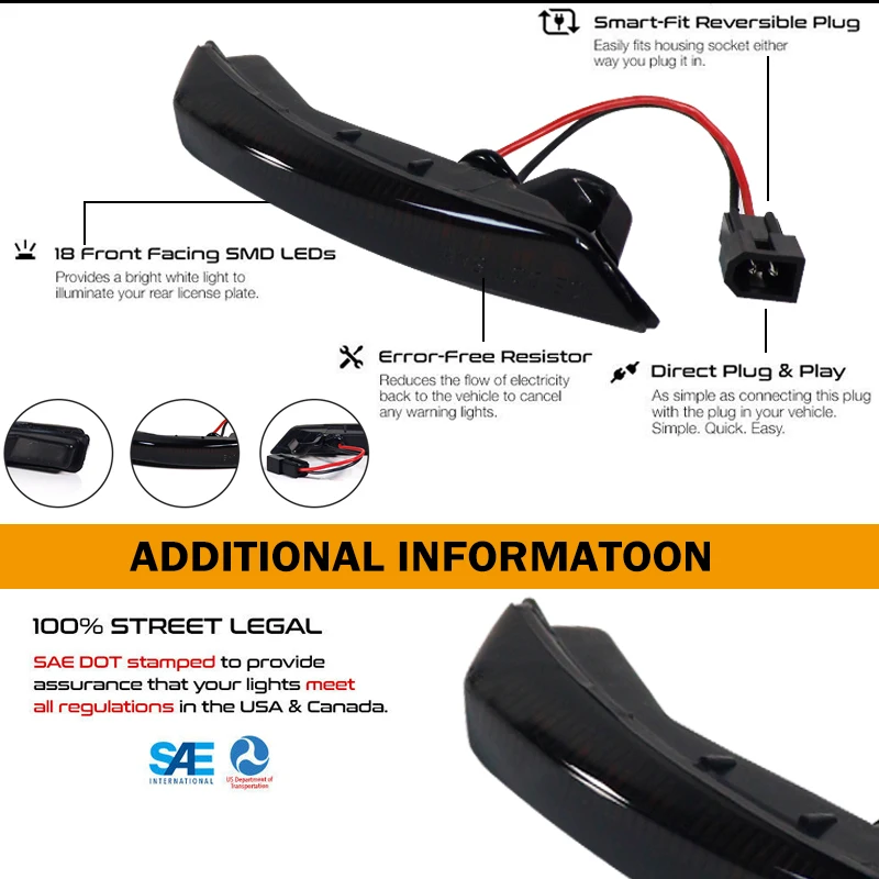 Янтарный светодиодный светильник с последовательной вспышкой боковым видом и