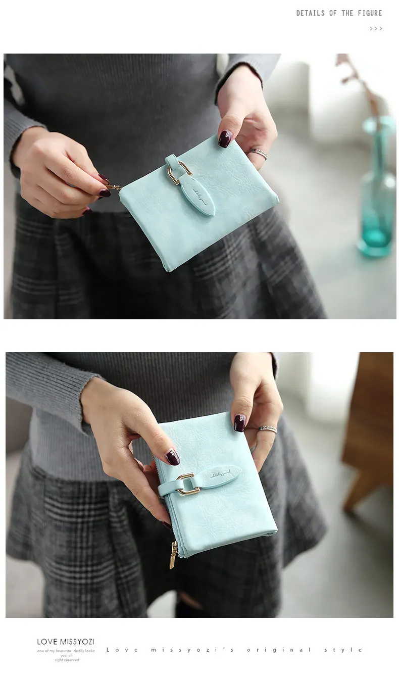 

Fashion Women Short Purses Vintage PU Leather Lady Snap Fastener Short Clutch Wallet Small Matte Women Wallet Female Purse