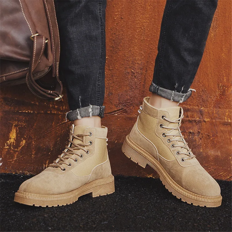 

MoneRffi High Top Boots Men Waterproof Outdoor Lace-up British Boots Male Autumn Winter Ankle Boots Men Shoes Botas Hombre