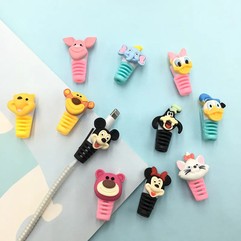 

100Pcs Disney 3D Cable Protector Cord Wire Cartoon Protection Silicone Cover Charging Cable Winder For IPhone Android Cable
