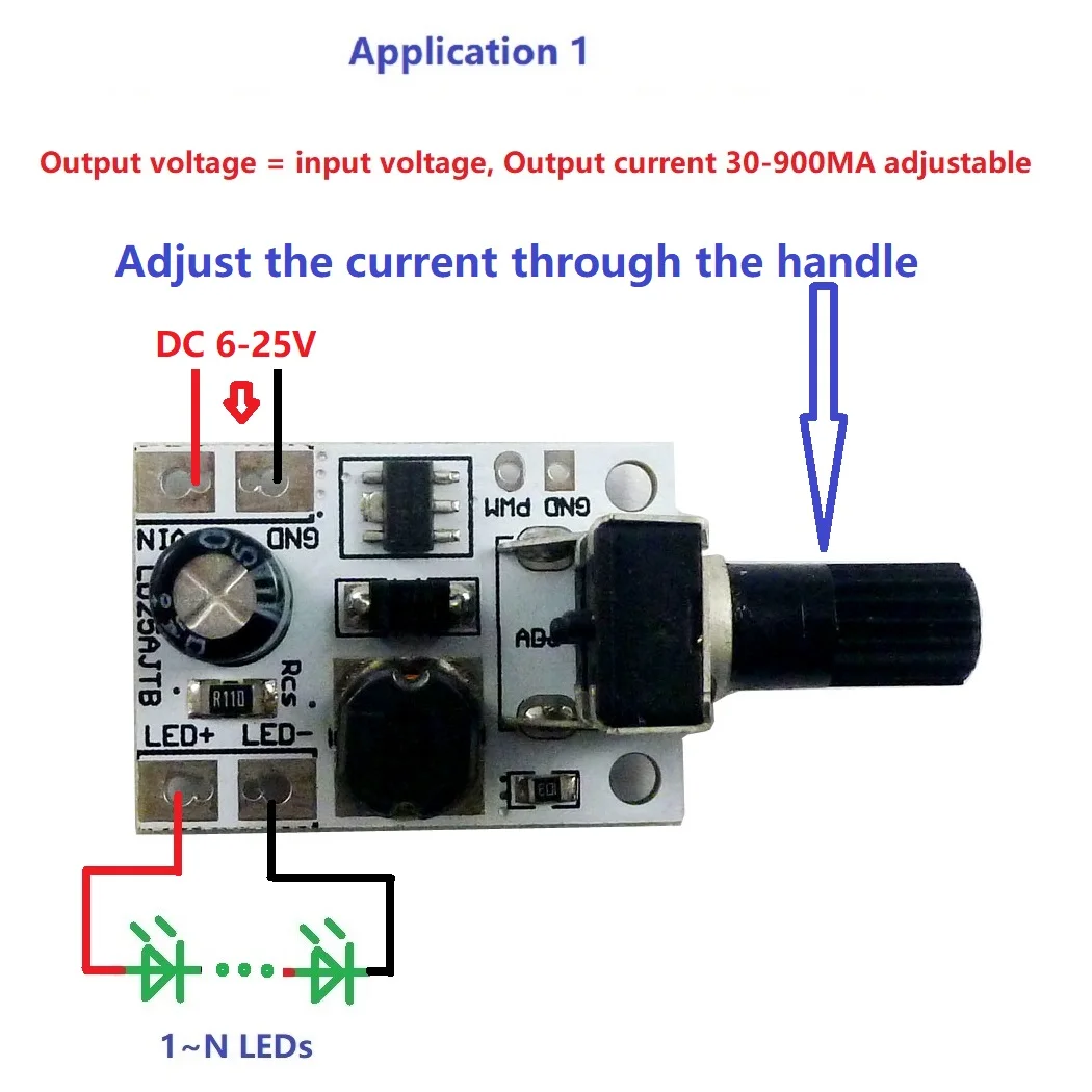 

3pcs LED Driver PWM Controller 20-900MA 6-25V Multifunction Handle Adjustment Module DC-DC Step-down Constant Current Converter