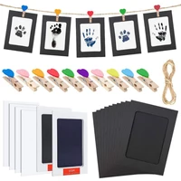 baby handprint footprint photo frame kit safe inkless newborn keepsake souvenir print ink pad imprint cards with wooden clips