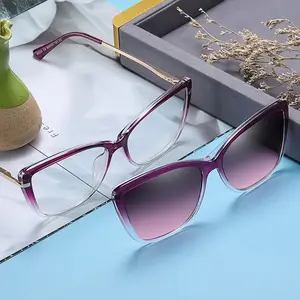 2022 Eyeglasses Brand designer Polarized Magnet Clip glasses frame women Myopia Prescription Glasses