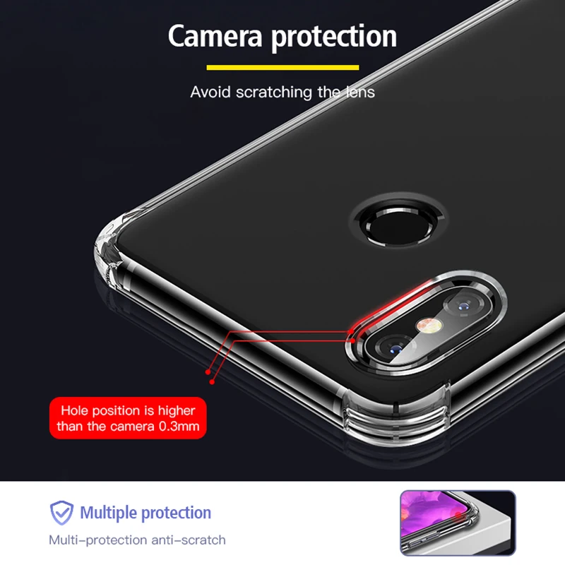 Противоударный силиконовый чехол для телефона Redmi Note 7 5 6 Pro мягкий прозрачный