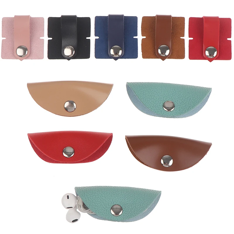 

Phone Cable Organizer PU Leather Wrap Winder Cord Manager Headset Cable Winder