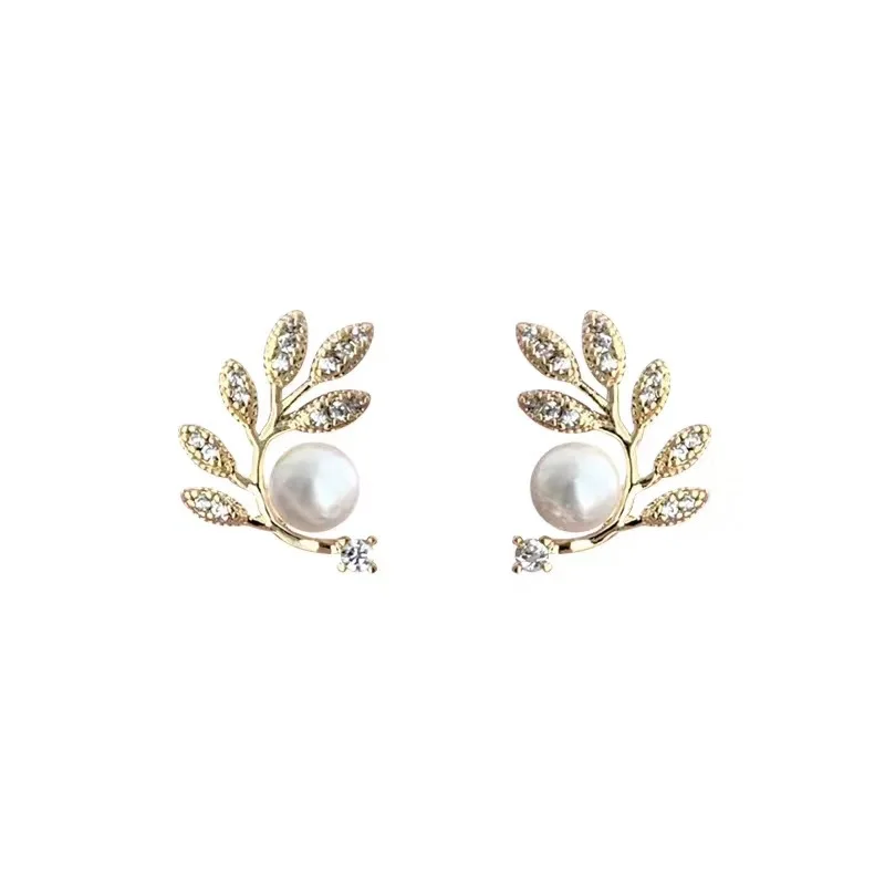 

Stud earrings for women Pearl Leave Fashion Earrings Jewelry korean earrings