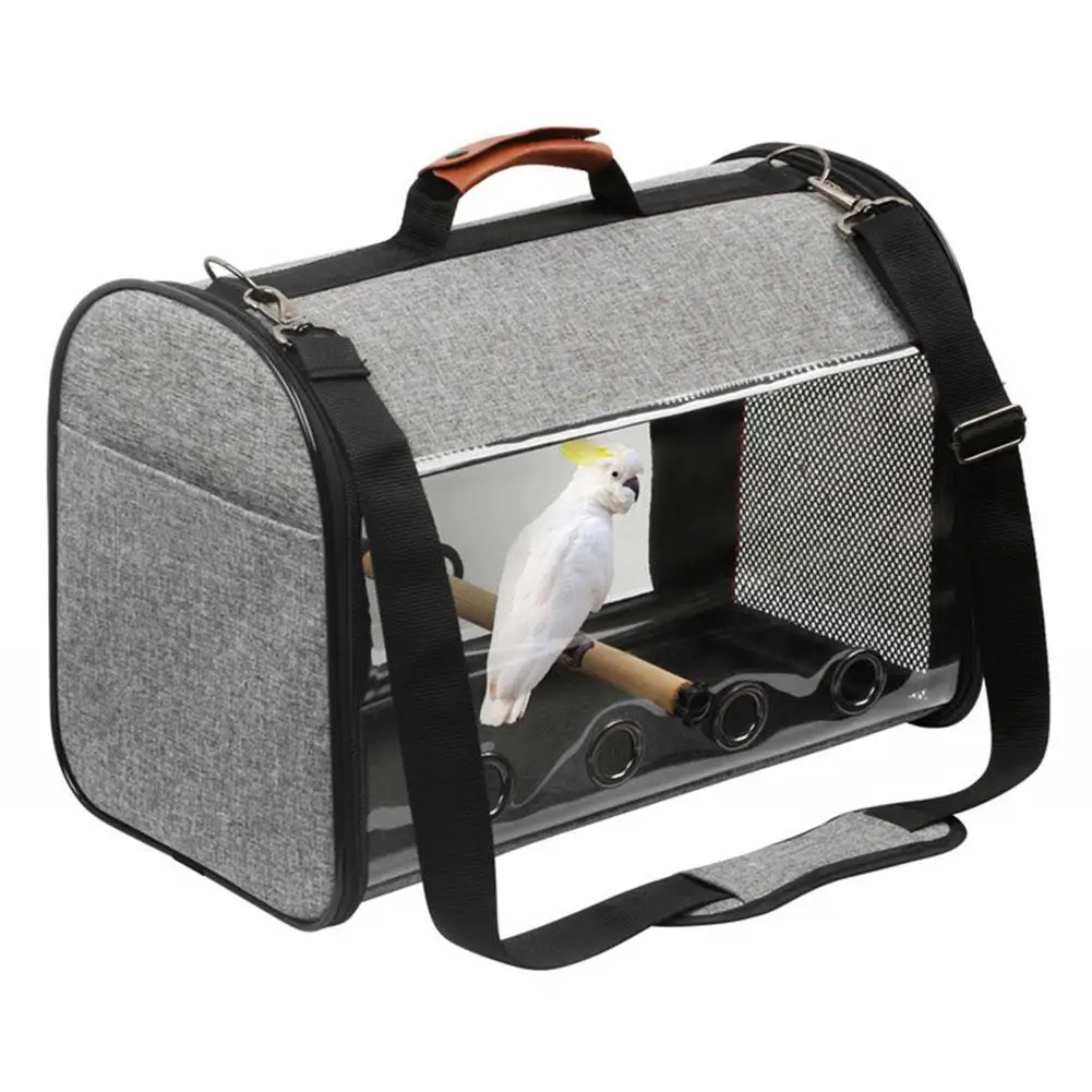 

Bird Travel Carrier Transparent Portable Parrot Tote Backpack with Double Zipper Design