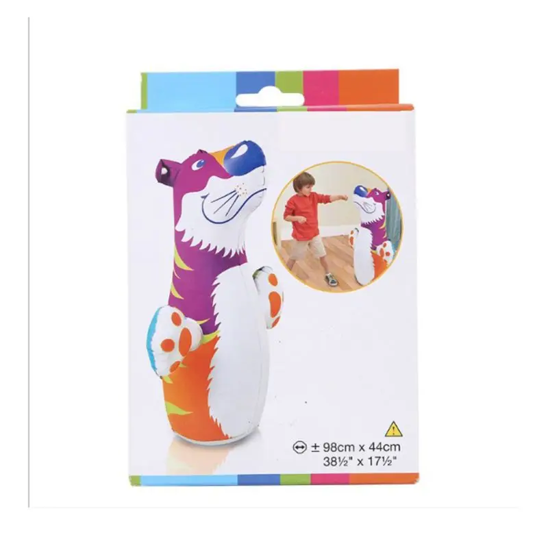 

OOTDTY Inflatable Thickened Punching Boxing Bag for Kids Fitness Puzzle Animal Pattern Tumbler Power Bag Standing Toys Wholesale