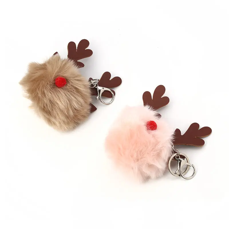1 шт. плюшевый брелок для ключей и Рождественский олень розовый коричневый помпон
