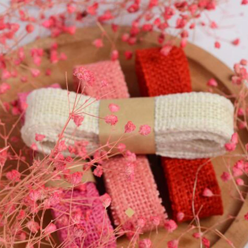 Цветная льняная лента 2 5 см x м Рождественский Свадебный декор Подарочная коробка