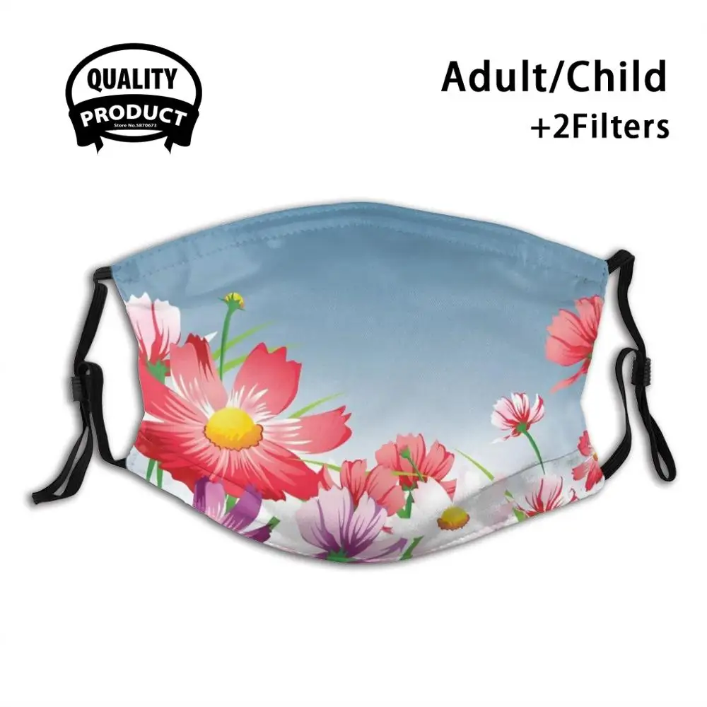 

Happy Flowers Face Mask Anti Dust Filter Men Women Kids Girl Boy Teens Mouth Masks Flower Sky Color Colorful Flora Floral Blue
