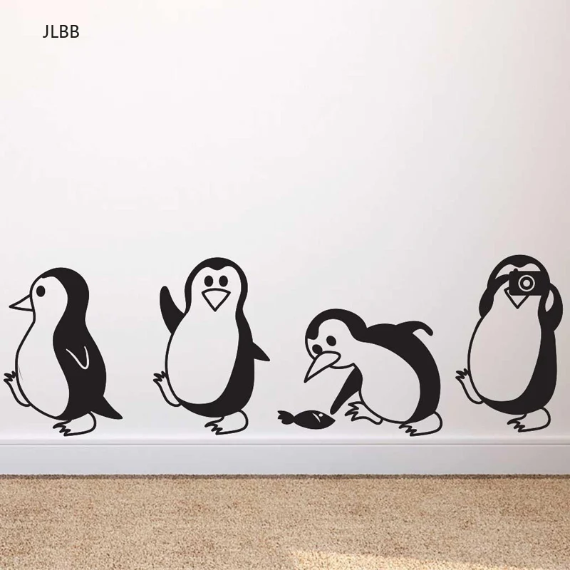 Милый маленький настенная с пингвином стикеры домашний декор детской комнаты
