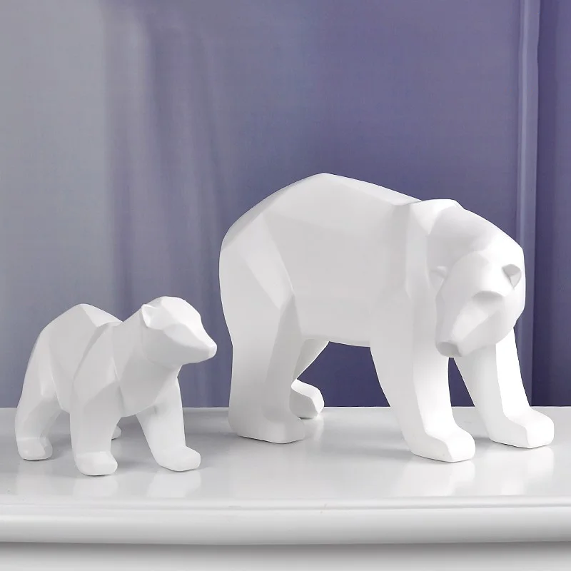

Home Office Desktop Decoration Nordic Geometric Polar Bear Statue Animal Abstract Sculpture Resin Crafts Ornaments Birthday Gift