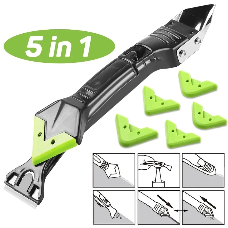 

5 In 1 Sealant Remover Scraper Caulk Finisher Grout Kit Tool Silicone Cleaning Squeegee Floor Wall Tile Decoration Accessories