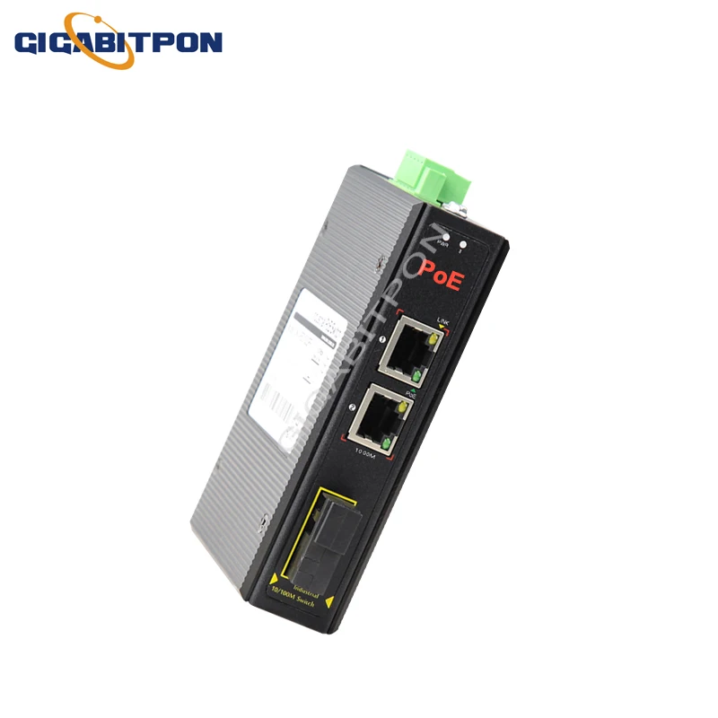 3-port full Gigabit industrial Ethernet smart switch 2*POE port+1*SFP port, IEEE 802.3af/at IP40 lightning protection DIN rail