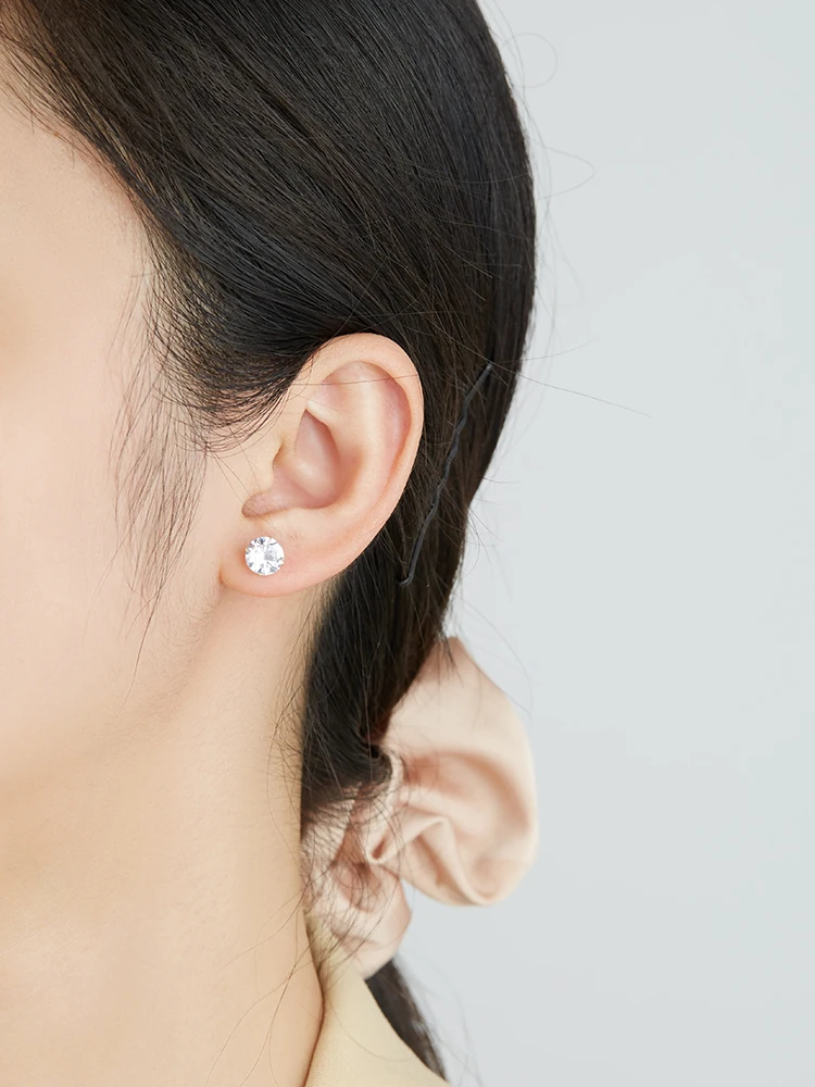 

ZEMIOR 3MM Round Shaped Stud Earrings For Women Cubic Zirconia Small Earring Valentines Day Gifts Fashion Jewelry Best Selling