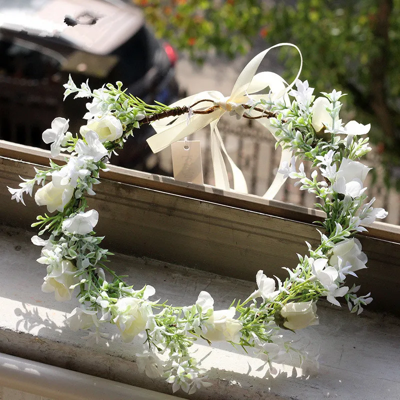 

Женский цветочный венок, свадебный аксессуар для волос с цветами, повязка на голову для подружки невесты