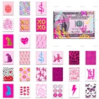 Модный Красный Розовый постер со смайликом, шары в виде доллара Xoxo, гепарда, сердца, глаз, молния, болт, декор в скандинавском стиле для гостиной, настенные принты