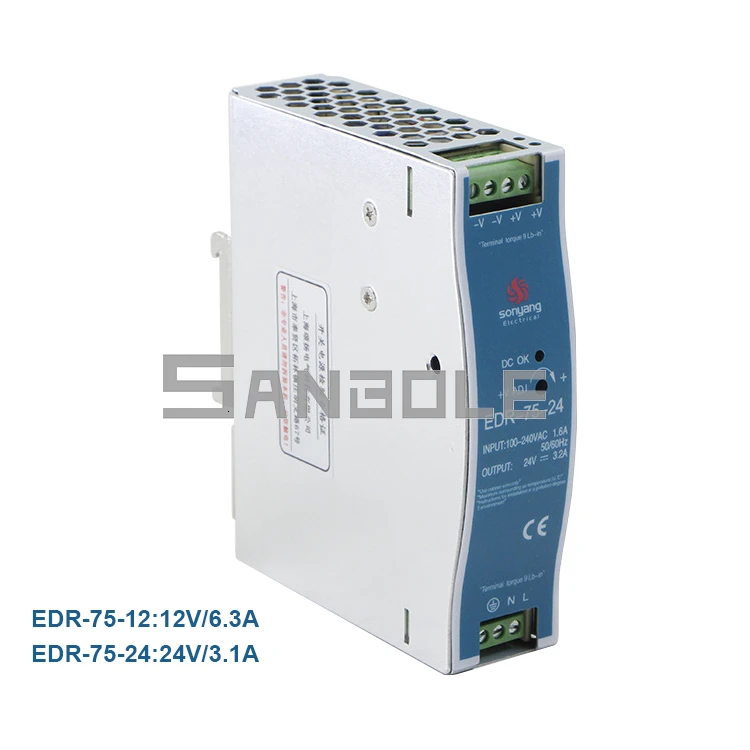 EDR-75-24 переключатель питания 75 Вт 12 в 24 48 направляющая DIN-рейка монтажный Тип