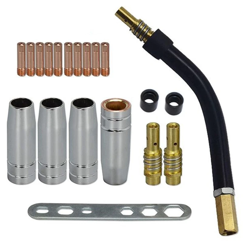 

MB15 15AK Contact Tip 0.8mm M6 & Tips Holder Difuser & Shield Cup & Torch Neck for MB15 15AK MIG Welding Torch 20Pk