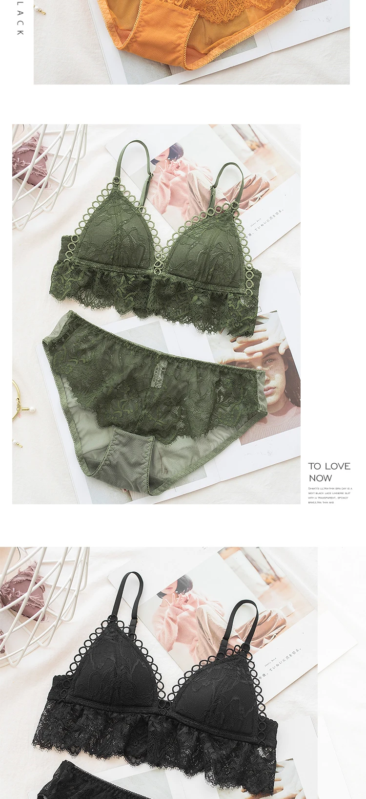 Roseheart, женские модные желтые кофейные кружевные трусики без косточек, беспроводной бюстгальтер, наборы нижнего белья, сексуальное нижнее белье, наборы, сохраняющие тепло, A B