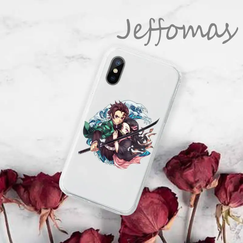 

Cute Japan Demon Slayer Phone Case Transparent soft For iphone 5 5s 5c se 6 6s 7 8 11 12 plus mini x xs xr pro max