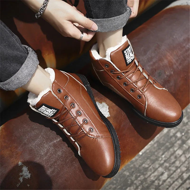 

2019 warm Ankle boots men winter boots men Rubber work shoes warm fur snow boots men wear-resistant male botas hombre sneakers
