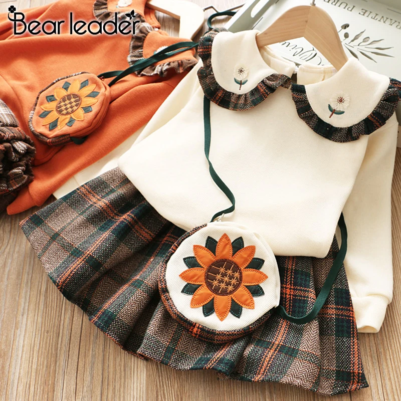 Bear leader/платье для девочек; новые зимние детские платья принцессы с длинными рукавами; милое праздничное платье для девочек с сумкой; одежда для детей; Vestido