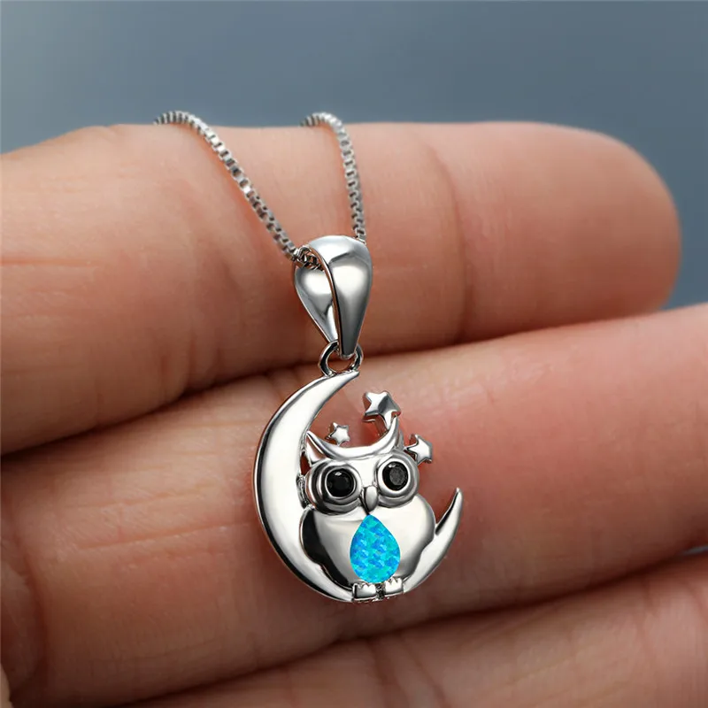 Роскошные женские туфли лодочки синий Опаловый Кулон Колье Бохо серебро Цвет