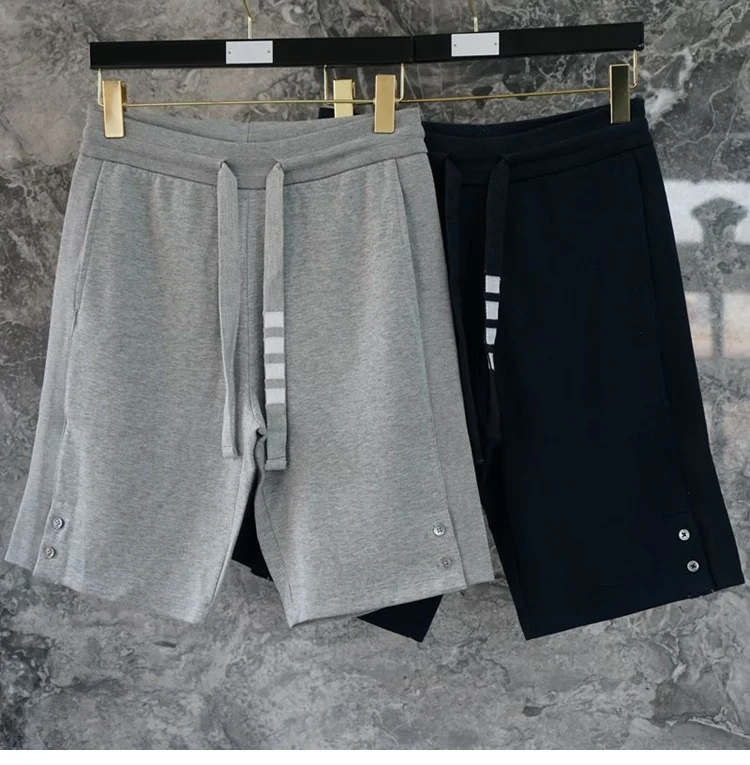 2023 TB Fashion THOM Brand Casual Shorts Men Summer Cotton Casual Sports Trousers Knee Length Jogger Track Pants Beach Shorts