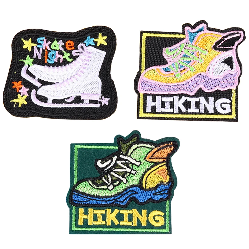 Обувь в стиле панк с узором вышитые патч пришить железа на пальто Джинсовая