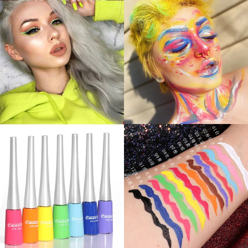 

1Pcs Colorful Neon Green White Matte Liquid Eyeliner Pencil Waterproof Makeup Liquid Eye Liner Blue Yellow Eyes Cosmetics Pen