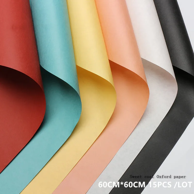 

15 Pcs Sweet Cool Oxford Solid Color Kraft Paper Flowers Wrapping Paper Floral Florist Materials Gift Packaging Russian Paper