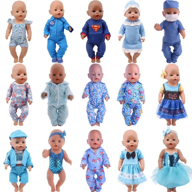 Кукольная одежда синяя серия униформы купальники подходит 18 дюймов американский