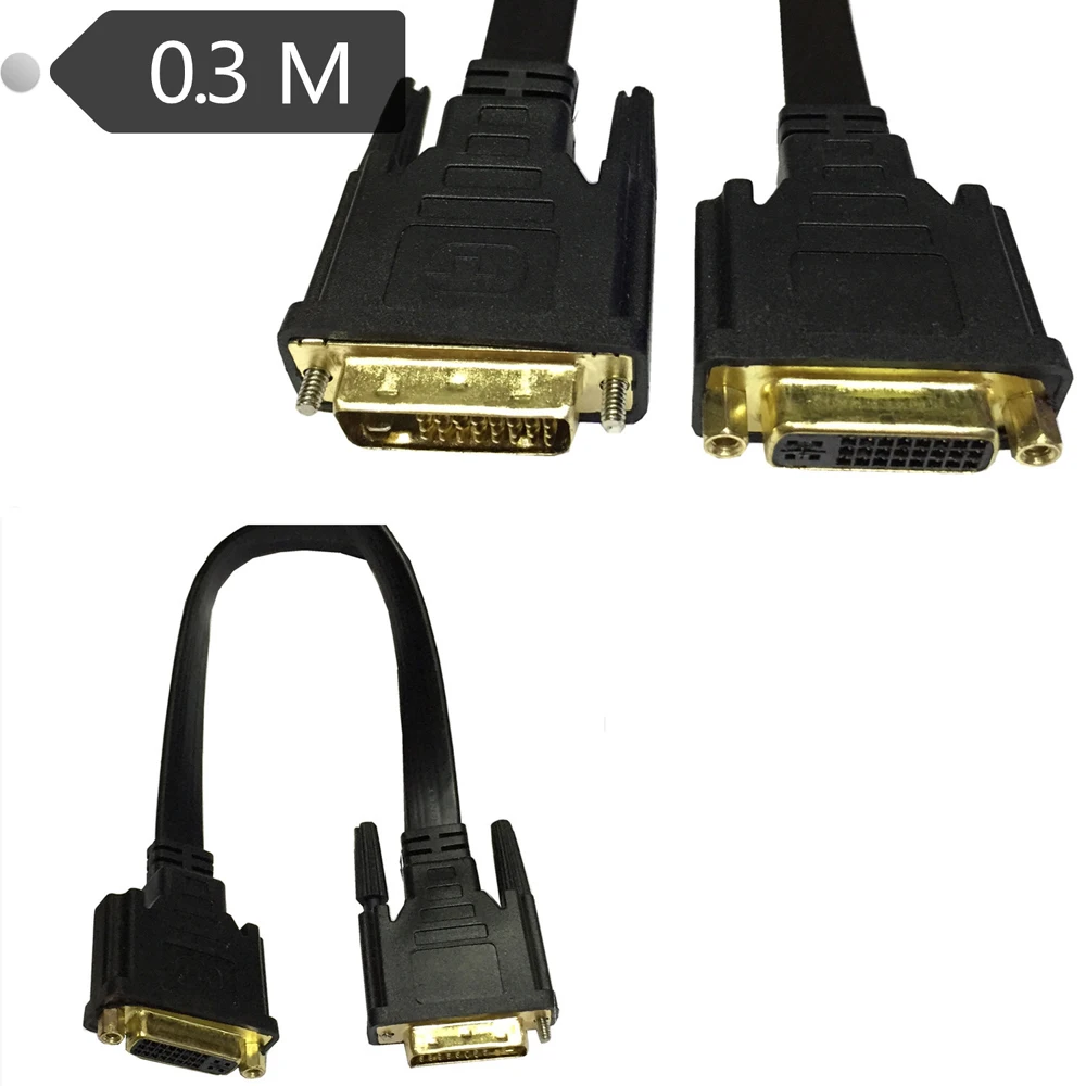

Flat Slim High DVI 24+5 Female to DVI 24+1 Male Cable 0.3m