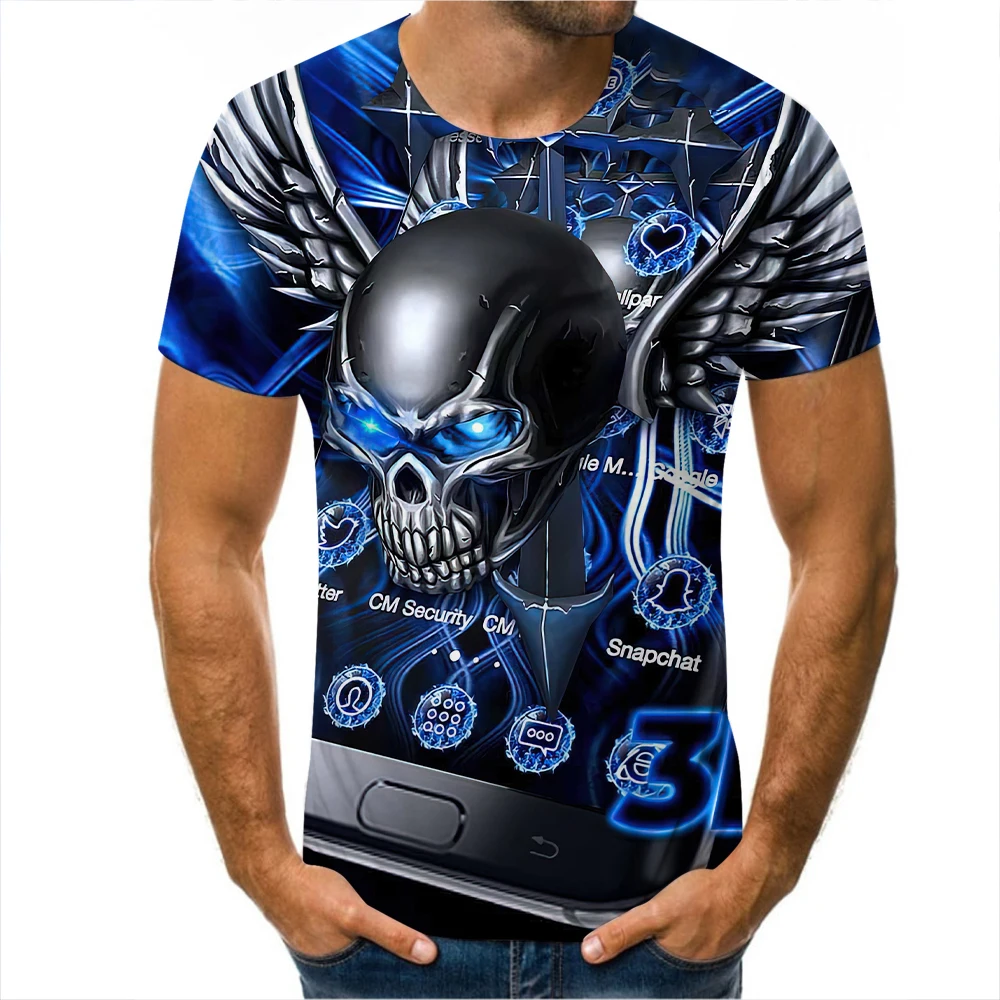 

2021 New t Men Heavy Metal Death Skull 3D Printed T-Shirt Casual Style T-Shirt Street Top