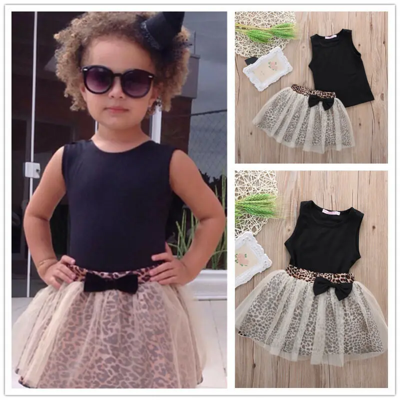 

Hot Kid Baby Girl Sleeveless Round Collar Top+Lace Dress 2Pcs Suit Outfit set U