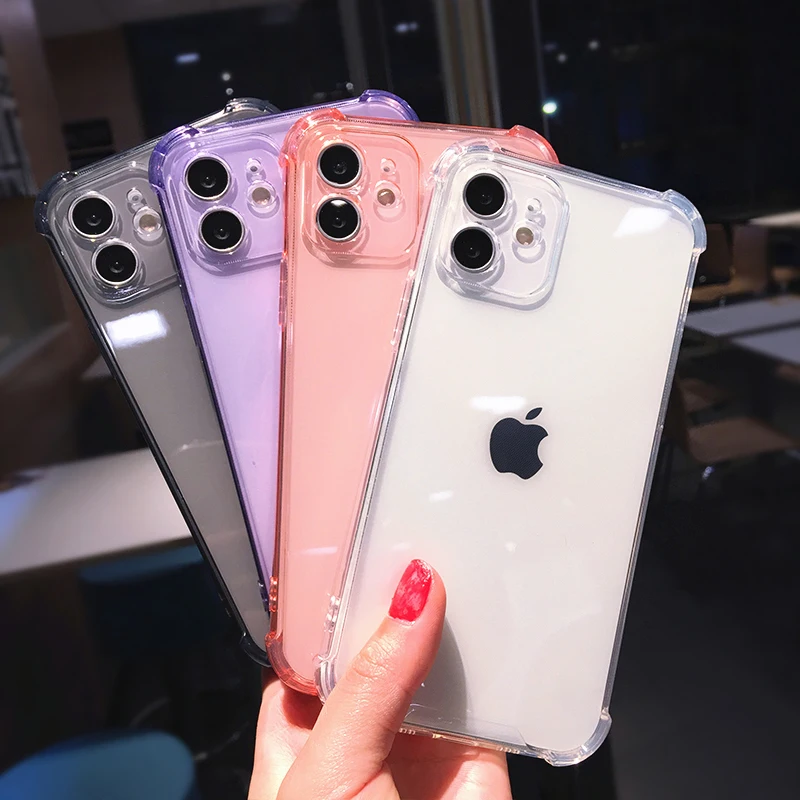 

Shockproof Transparent Silicone Case For iPhone 13 Pro Max 12 Mini 11 X XR XS 8 7 Plus Simple Clear Soft TPU Bumper Back Cover
