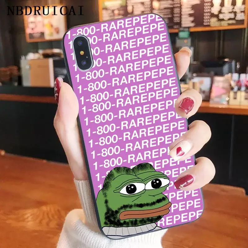 

NBDRUICAI Funny Pepe Frog Face High Quality Silicone Phone Case for iPhone 11 pro XS MAX 8 7 6 6S Plus X 5 5S SE XR case