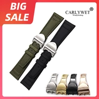 carlywet 20 21 22mm high quality luxury nylon fabric leather band wrist watch band strap belt with deployment clasp for tudor