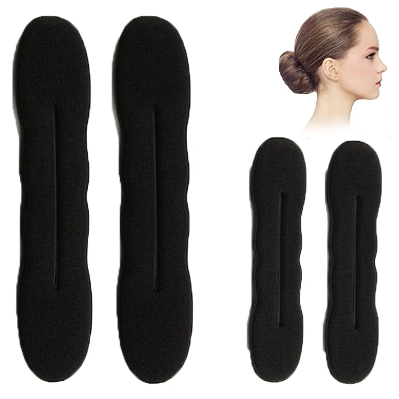 

1/4Pcs 17.5cm and 22.5cm Black Hair Styling Bun Curler Maker Ring Magic Foam Sponge Clip Barrettes Hair Donuts Twist Tools