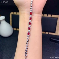 kjjeaxcmy fine jewelry 925 sterling silver inlaid gemstone ruby women hand bracelet elegant support detection