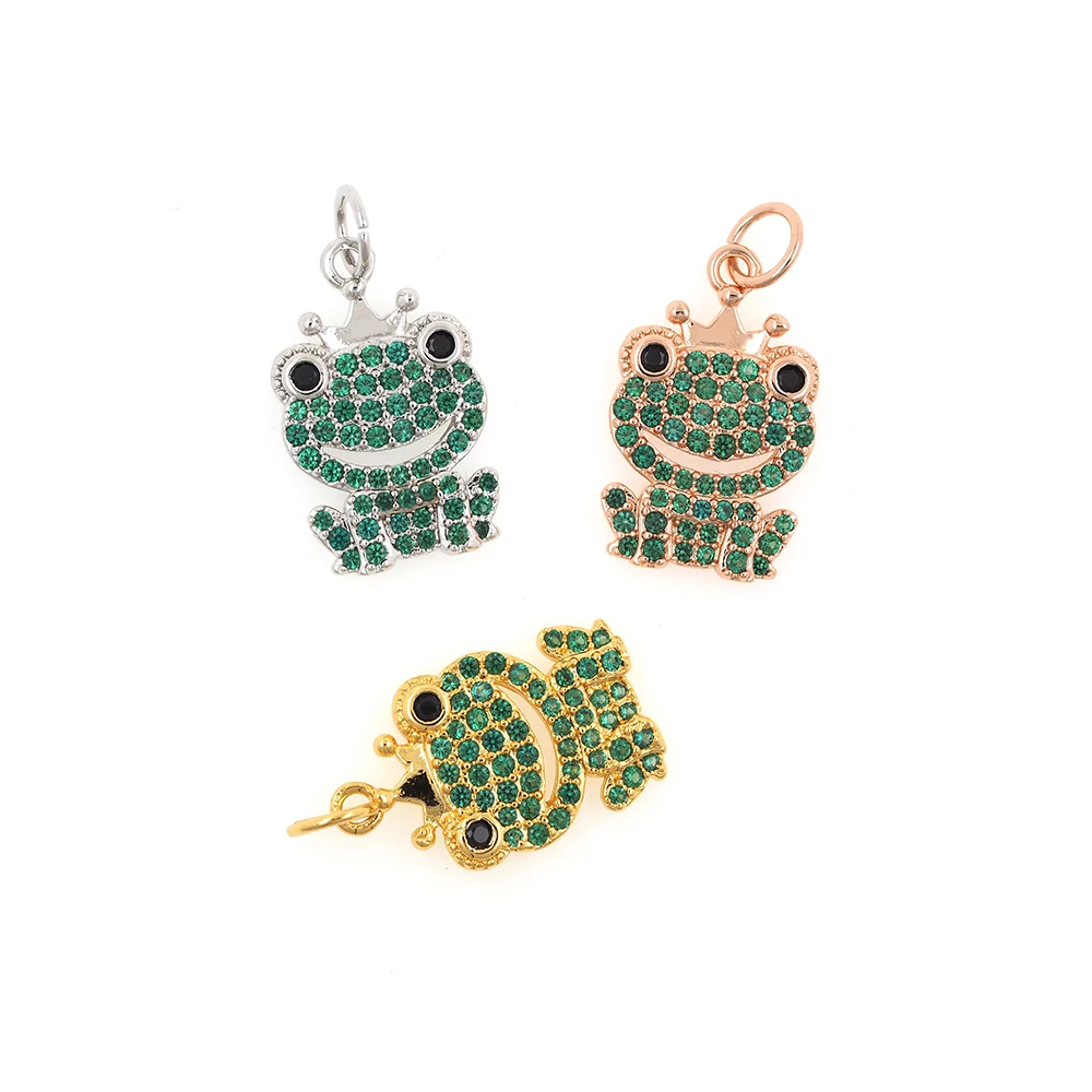Подвеска в виде лягушки кубический цирконий латунное позолоченное животное