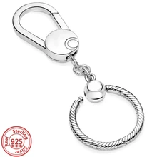 HOT SALE 100% 925 Sterling Silver Brand Charm Keychain Hanging Ring DIY Fit Original Beads Charms Jewelry For Women Gift