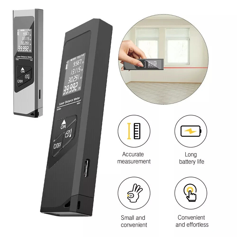 Цифровой лазерный дальномер 40 м/футов ручной измеритель расстояния |